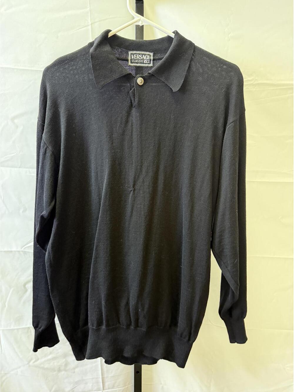 Versace Classic Polo Shirt Long Sleeve Black